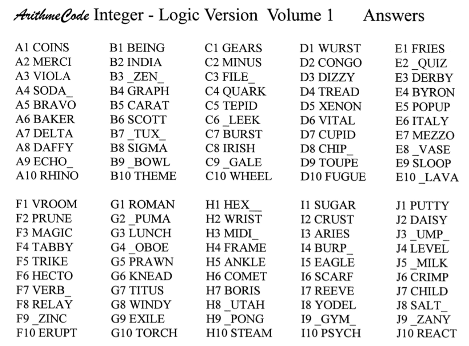 ArithmeCode Integer Logic Sample — Answers